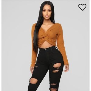 I’m Not Yours Twist Front Knot Crop Top